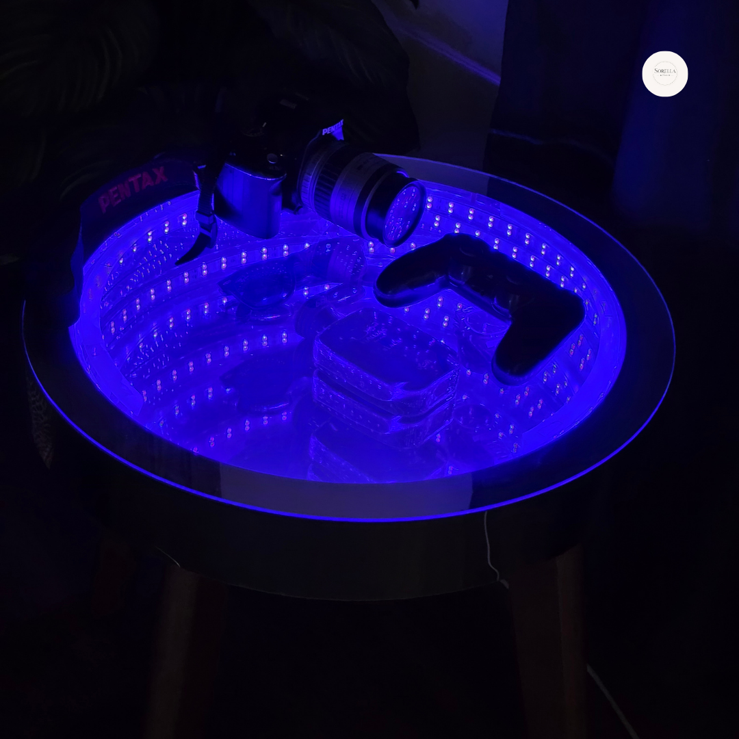 Table Basse Lumineuse à Effet Miroir en bois hetre