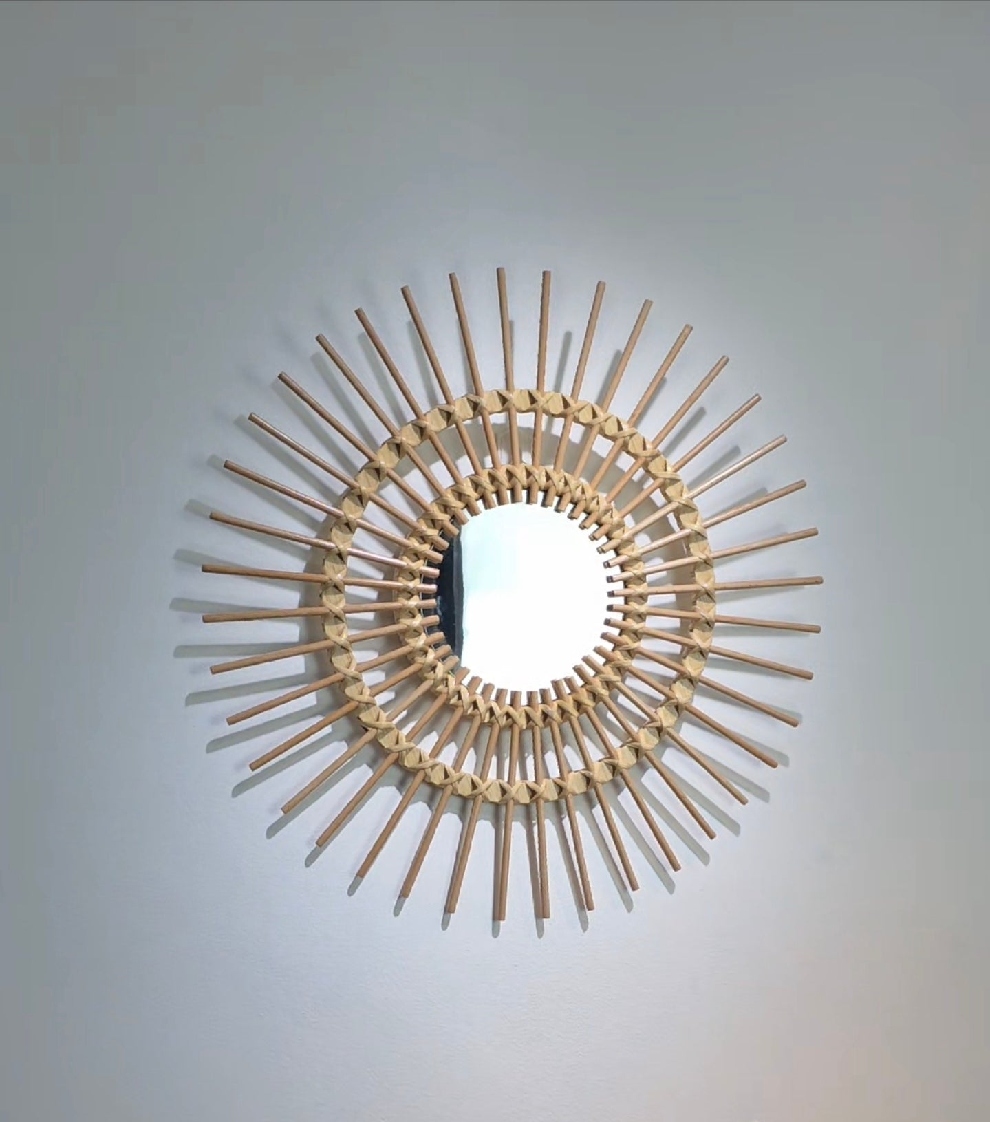 Mirroir boheme en bois hetre et rotin