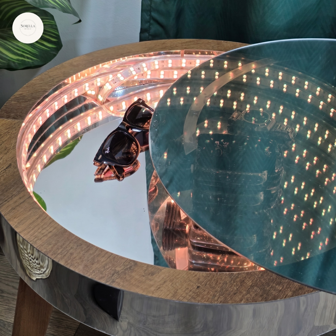 Table Basse Lumineuse à Effet Miroir en bois hetre