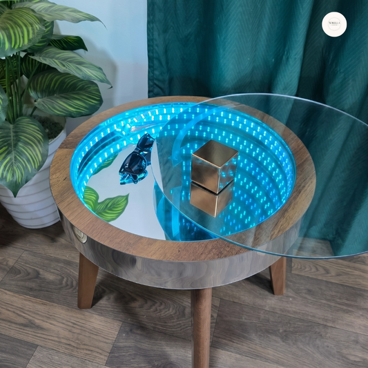 Table Basse Lumineuse à Effet Miroir en bois hetre