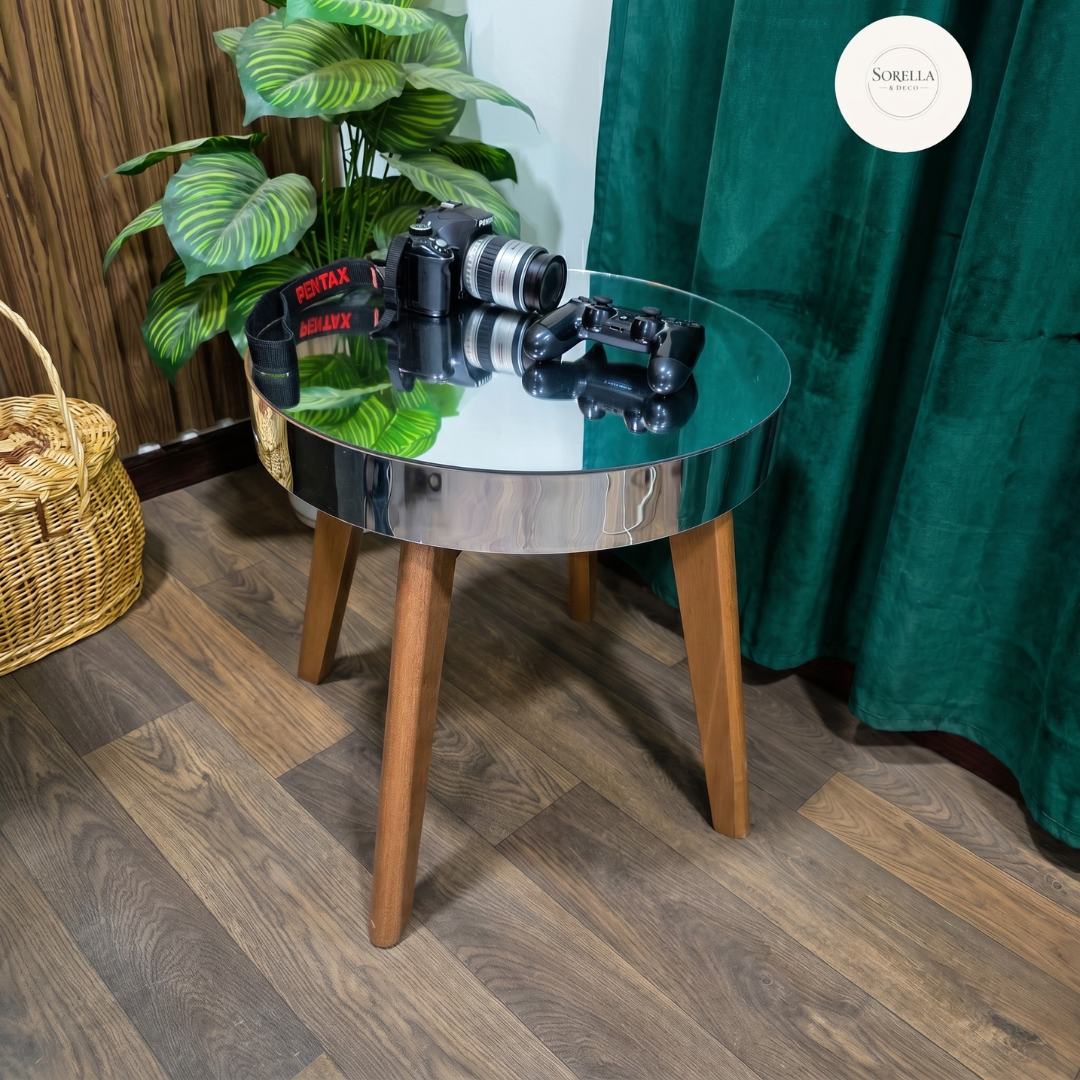 Table Basse Lumineuse à Effet Miroir en bois hetre