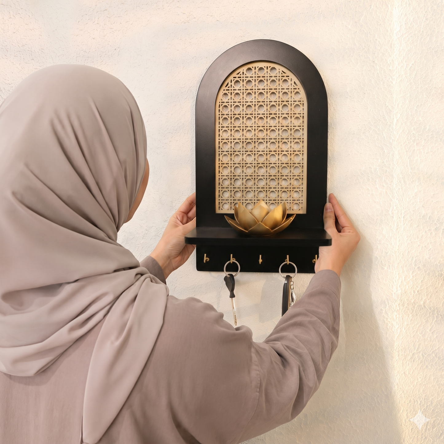 منظم مفاتيح جداري مع رف كاناج الروطان