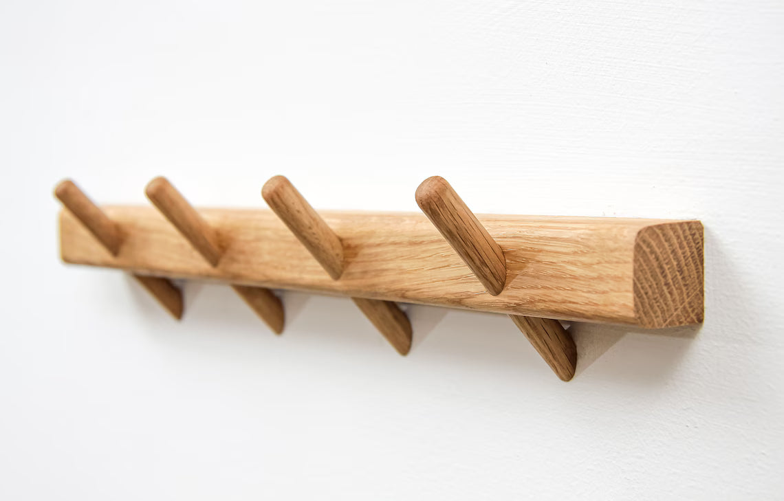 Wooden Pegs Towel Hanger