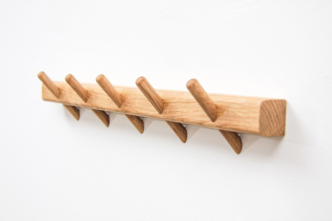 Wooden Pegs Towel Hanger