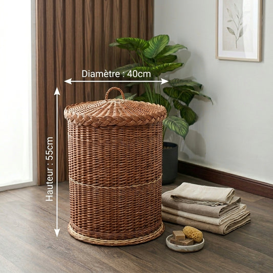 Panier a linge en osier naturel