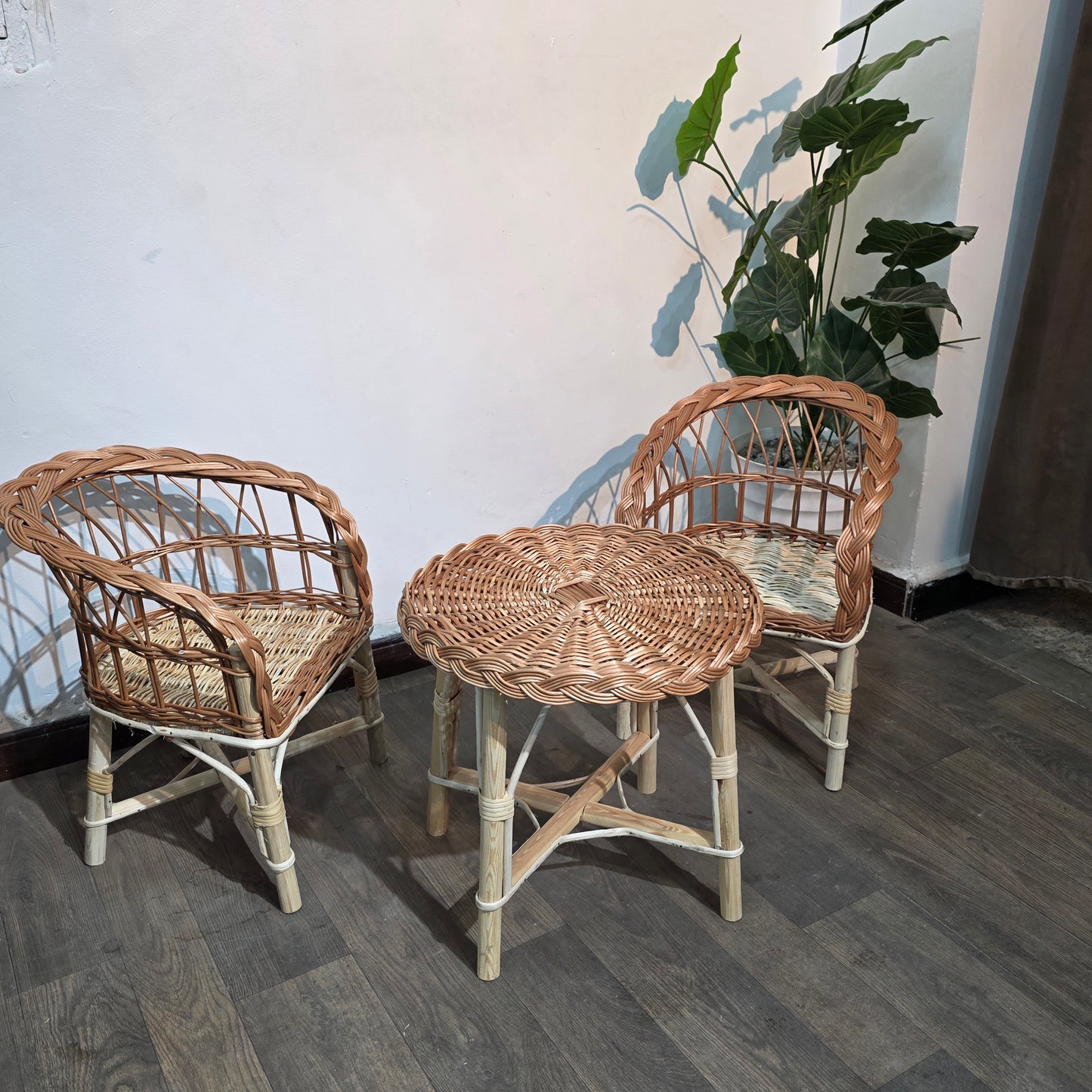 Tete a tete luxeuse pour enfant en Rotin naturel