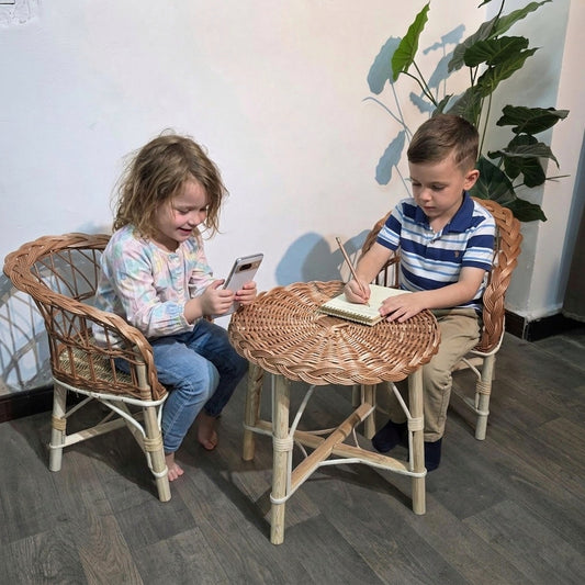 Tete a tete luxeuse pour enfant en Rotin naturel