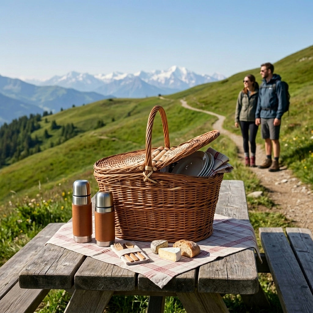Panier picnic en osier naturel
