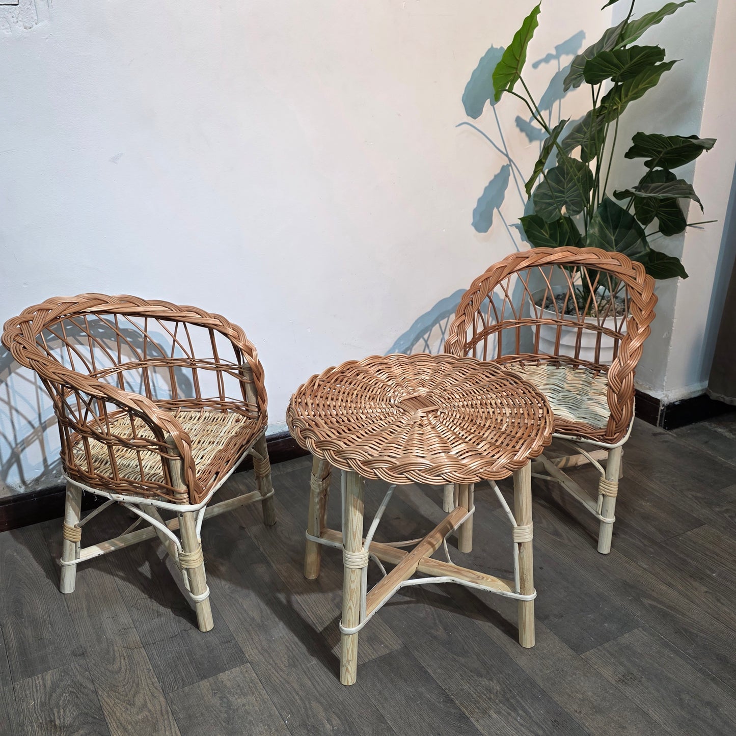 Tete a tete luxeuse pour enfant en Rotin naturel