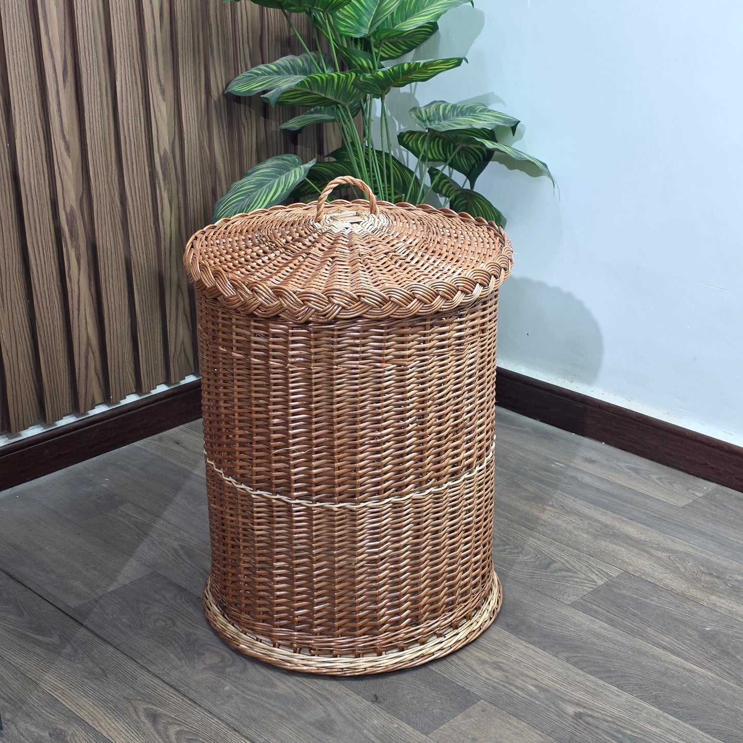 Panier a linge en osier naturel