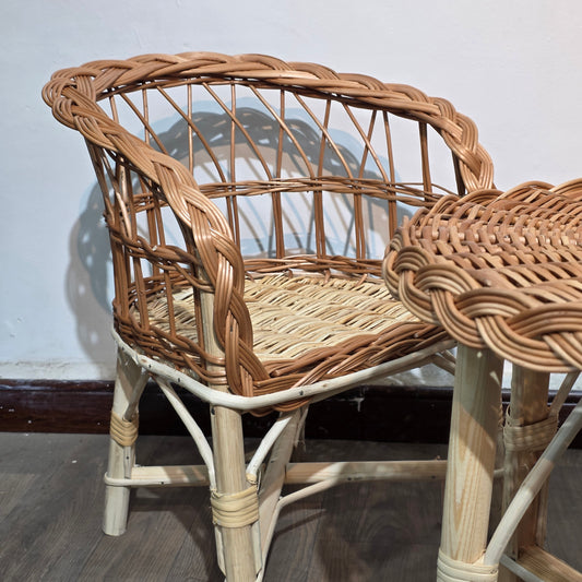 Tete a tete luxeuse pour enfant en Rotin naturel