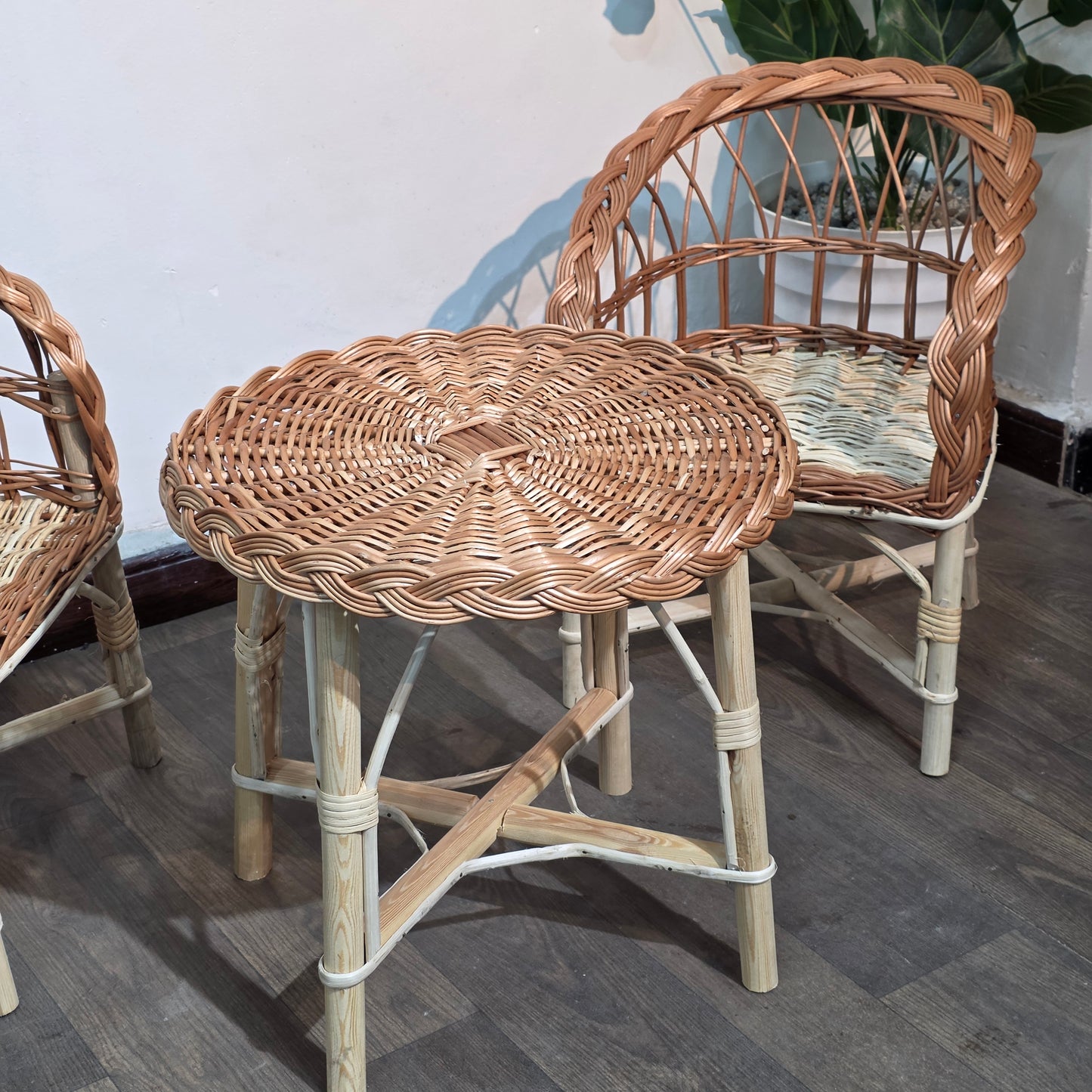 Tete a tete luxeuse pour enfant en Rotin naturel