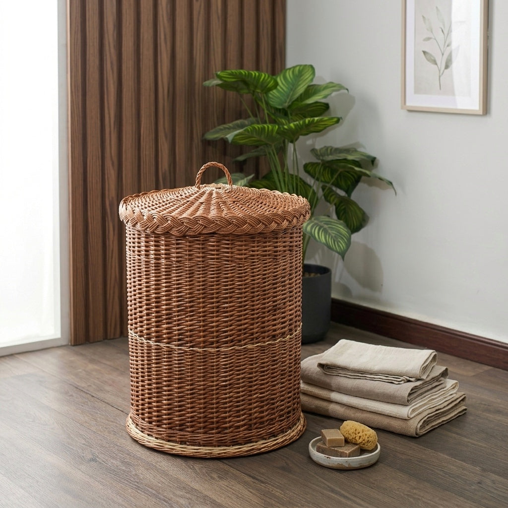 Panier a linge en osier naturel
